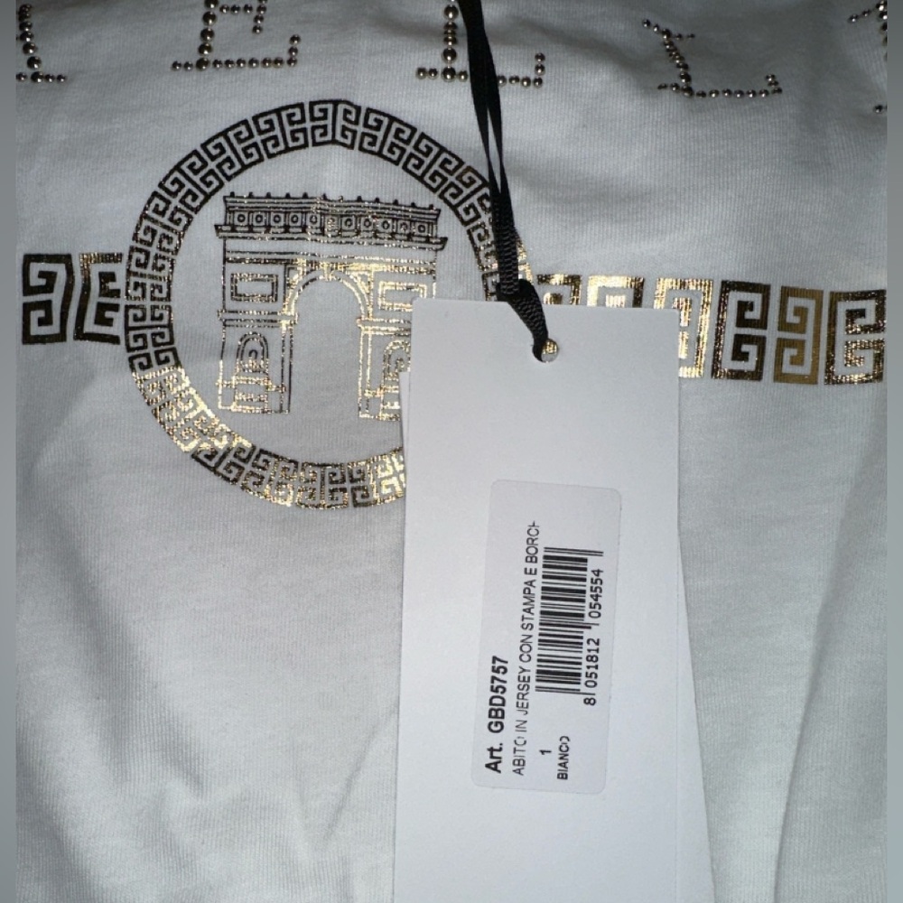 Gold & White Cotton Logo Tank Mini Dress - Size Vanity 1 / S / US 4 - Picture 4 of 6